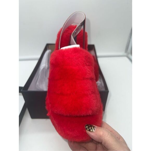Tommy Hilfiger Red Fluffy Slippers - Picture 7 of 8